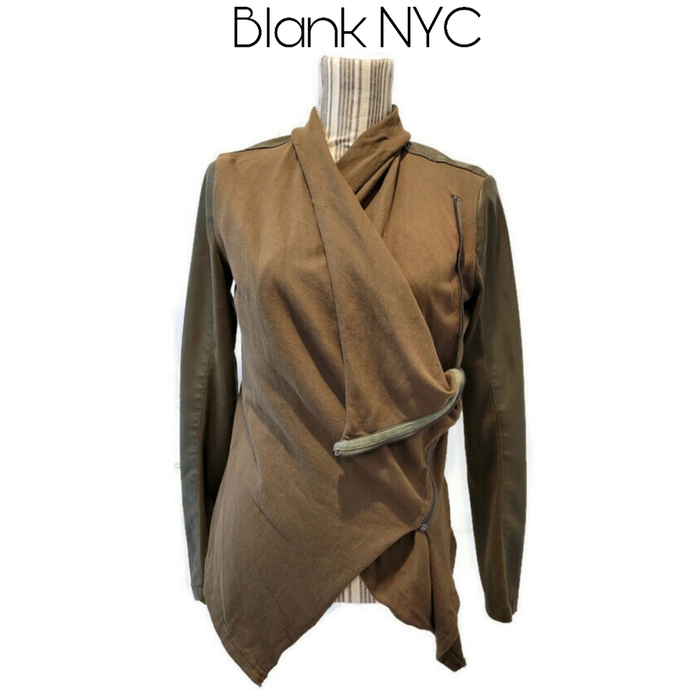 Black NYC Olive Green Drape Front Jacket
